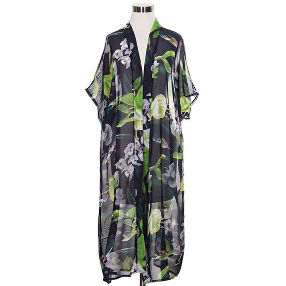Code22 Floral Pattern Print Short Sleeve Kimono - Picture 1 of 4